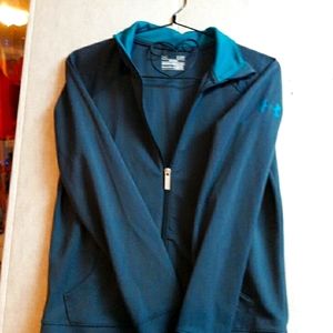 Under Armour jacket, gray with green collar, all season gear,semi fitted.